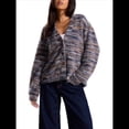 thumbnail image 1 of Suéter Tipo Cárdigan de Rayas Extragrande para Mujer, de Punto, con Botones, Larga y Hombros Caídos Gris M, 1 of 10