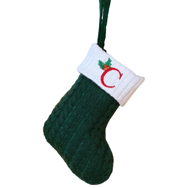 Christmas Tree Decorations,Christmas Embroidered Letter Socks Christmas Tree Pendant Knitted Red Green White Christmas Socks,Small Christmas Tree,White Christmas Tree