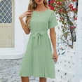 thumbnail image 2 of IROINNID Summer Dresses for Women 2024 Outfits Soild Color Knee Length Dresses with Round Neck and Short Sleeve Casual Summer Sun Dresses, 2 of 7