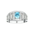 thumbnail image 1 of RYLOS Rings for Women Sterling Silver Ring Classic Style 7X5MM Oval Gemstone &  Diamond Ring December Blue Topaz Jewelry Size 9, 1 of 7