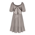 thumbnail image 3 of LLYwey Girls Robes d'Été à Volants, Robe Décontractée Fluide pour Filles, Robe de Plage Unie à Manches Bouffantes Plissée Longueur Genou, Gris, 14T, 3 of 7