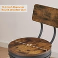 thumbnail image 6 of Swivel Bar Stools Set of 2, 29” Tall Industrial Barstools with Back & Round Wooden Seat, Metal Bar Chairs for Kitchen Counter, Pub, Bistro, Cafe, Rustic Brown and Black, 6 of 6
