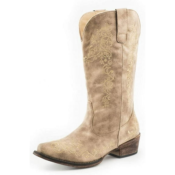 Roper Western Boots Womens Judith 12" 10.5 B Tan 09-021-1566-1000 TA