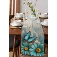 thumbnail image 2 of Table Runner Dresser Scarf 13 x 36 Inch Blue Daisy Spring Flowers Butterfly Wood Grain Table Runners Non-Slip Heat Kitchen Dining Table Decor for Indoor Outdoor Home Party Decoration, 2 of 7