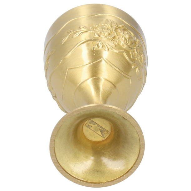 Taza De Latón Vintage, Encantador Cáliz Real, Copa En Relieve Para Whisky, Leche, Vino Con Agarre Cómodo, Adornos Coleccionables, Decoración Respetuosa Con El Medio Ambiente