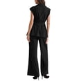 thumbnail image 2 of INSPIRE CHIC Women's Summer 2 Piece Outfits Cap Sleeve Work Casual Wide Leg Pant Sets XL Black, 2 of 6