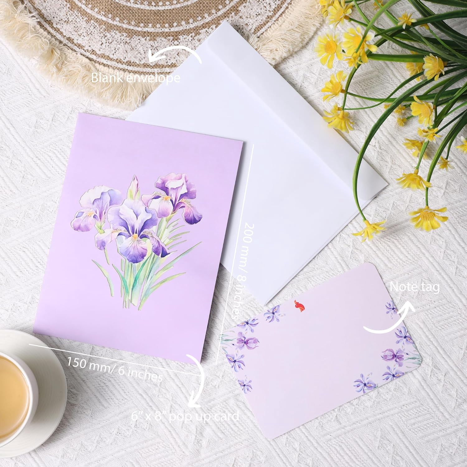 Iris Bouquet Flowers 3D Pop Up Birthday Card for Women, Wife, Ideal Gift For Thank You, Mother’s Day, Happy Birthday, Valentines, Anniversary for Mom, Sister, Wife, Grandma, Daughter, Girlfriend