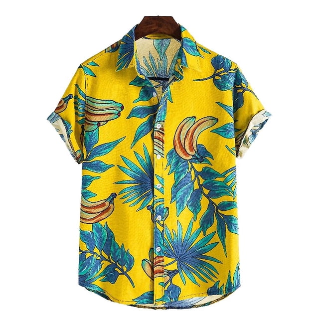 Camisa hawaiana con estampado de palmeras para hombre, Top de manga corta, camisas informales de verano con botones para vacaciones en la playa, Aloha Hawaii de talla grande