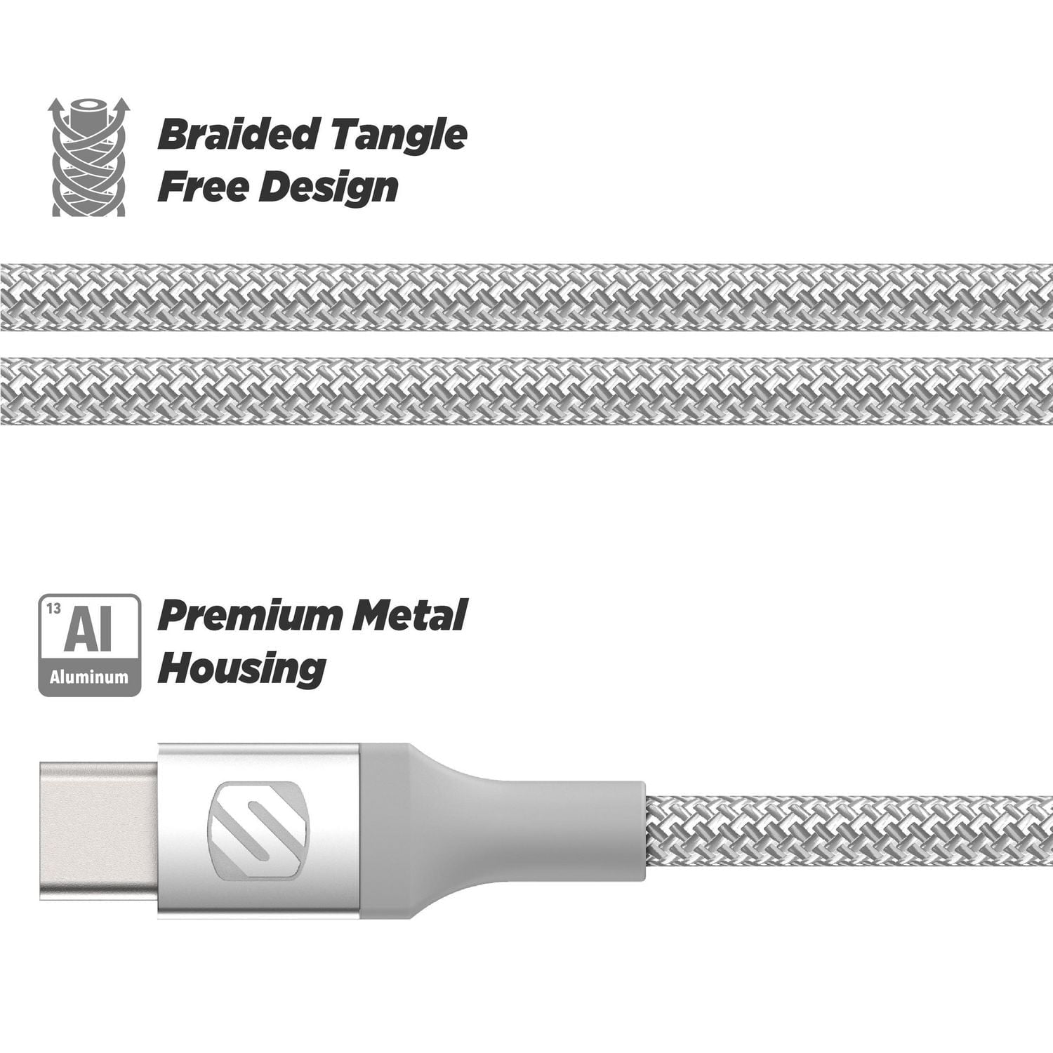 Scosche CAB4SR-SP Braided Charge & Sync Cable for USB-C Devices