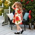 thumbnail image 5 of Gelikeya Girls Floral Dress Yellow Spring Cute Casual Flutter Sleeve Flower Prints Princess Dress Fashion Design Summer Dress(Toddlers, Z10 Orange, 6-7 Years), 5 of 7
