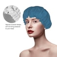 thumbnail image 4 of YFYANG Women's Double Waterproof Shower Cap, Blue Texture Reusable Hair Cap for All Hair Styles and Head Sizes, 4 of 9
