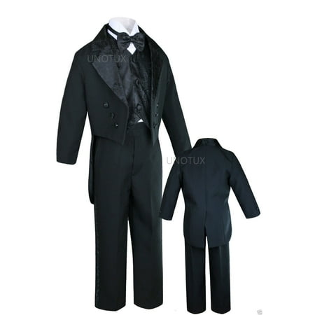 

K8 INFANT TODDLER & BOY WEDDING PARTY FORMAL TAIL TUXEDO BLACK S M L XL 2T 3T-20