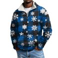 thumbnail image 2 of QHRMKOG 2025 Christmas Sweatshirts Men Fashion Reindeer Graphic Stand Up Collar Sweater Relaxed Fit Long Sleeve Half Zip Sweatshirts Autumn Pullover with Pockets Blue M, 2 of 4