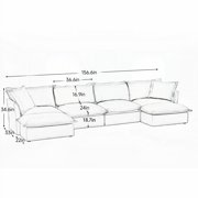 Slipcovered U Shape Sectional Sofa with French Edges & Big Pillows, Soft & Spacious for Living Room