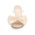 thumbnail image 6 of BLISSFUL STEP Women's Clear Strap Bow Stiletto Heels Mules Slide Sandals Champagne (Size 9), 6 of 8