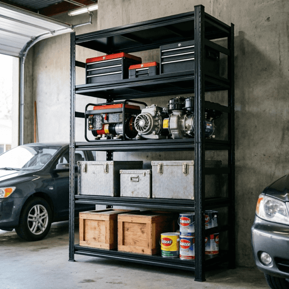 48"W Black Garage Shelving, 5 Tier 3020LBS Capacity Adjustable Heavy Duty Metal Rack with Fenced, 88"H Steel Storage Shelves for Factory Warehouse Basement Outdoor