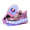 thumbnail image 1 of Espadrilles Lumineuses à Deux Roues pour Enfants, Talons Lumineux, Chaussures de Skate à Roulettes Roses avec Lumière Led, Chaussures Led pour Enfants, Garçons, Filles, Recharge USB, 1 of 1
