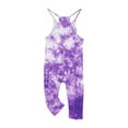 thumbnail image 2 of Odeerbi Kids Girls Summer Jumpsuit Tie-dye Bib Overalls Casual Sleeveless Rompers Long Pants with Pockets 5-14 Years Purple, 2 of 6