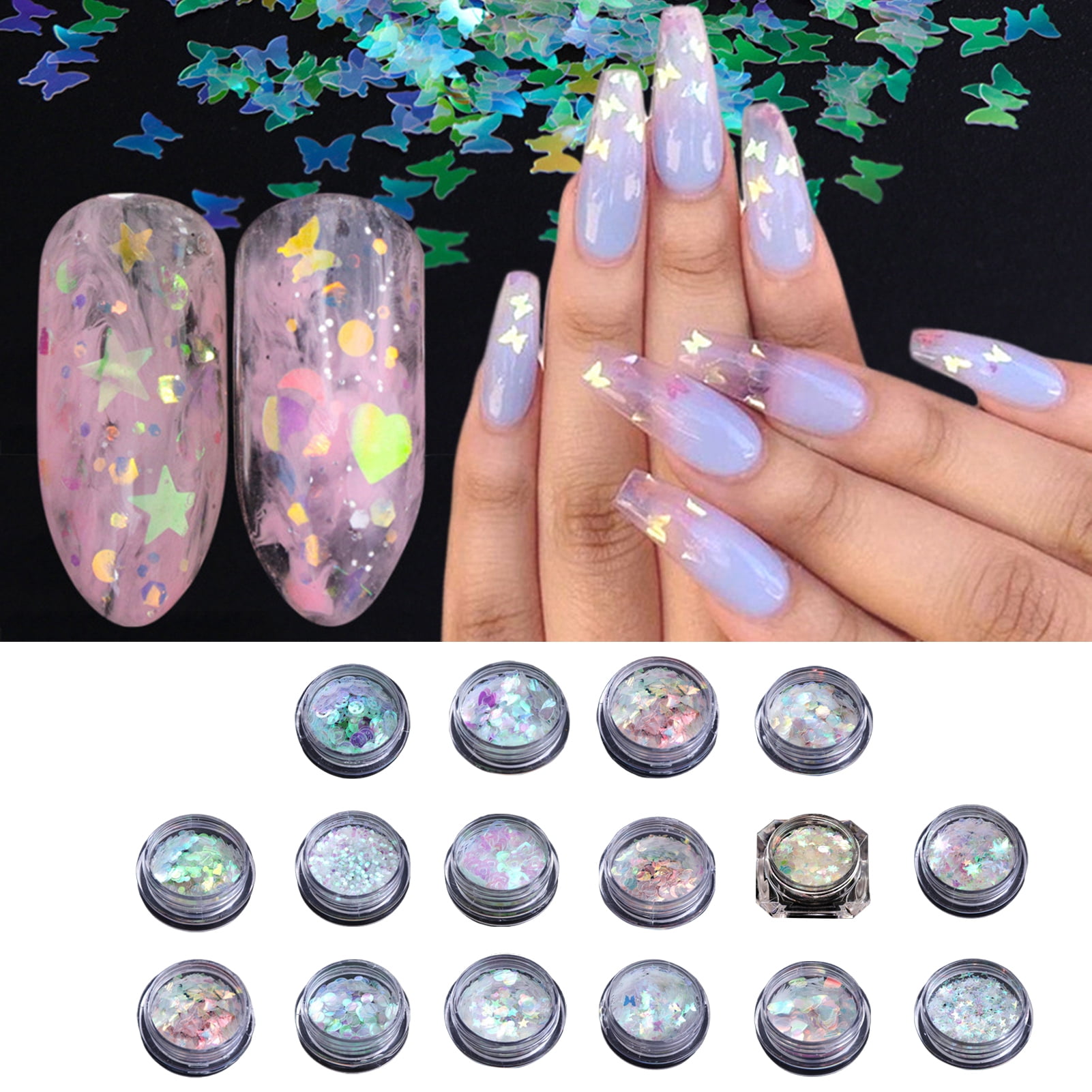 Amazon.com: 12 Colors Heart Nail Art Glitter Sequins, 3D Love Heart Nail  Flakes Designs, Holographic Laser Big Small Hearts Nail Art Supplies for  Women Girls Manicure Sparkle Decorations, DIY Body Makeup Crafts :