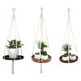 thumbnail image 5 of CmP001 CmP001 Colgador de macramé para plantas, macetero colgante para interiores, estante, maceta decorativa para flores, cuerda de algodón con placa de madera, 5 of 5