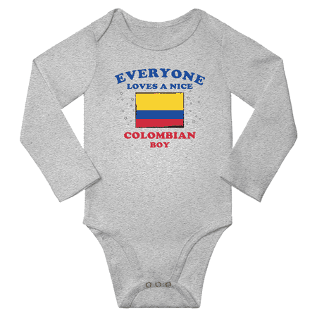 

Everyone Loves a Nice Colombian Boy Baby Long Slevve Rompers (Gray 12-18 Months)