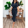 thumbnail image 3 of BTFBM Shirt Dresses for Women Spring Button Short Sleeve Silk Satin Ruched Maxi Summer Dress Cocktail Party Wedding, 3 of 8