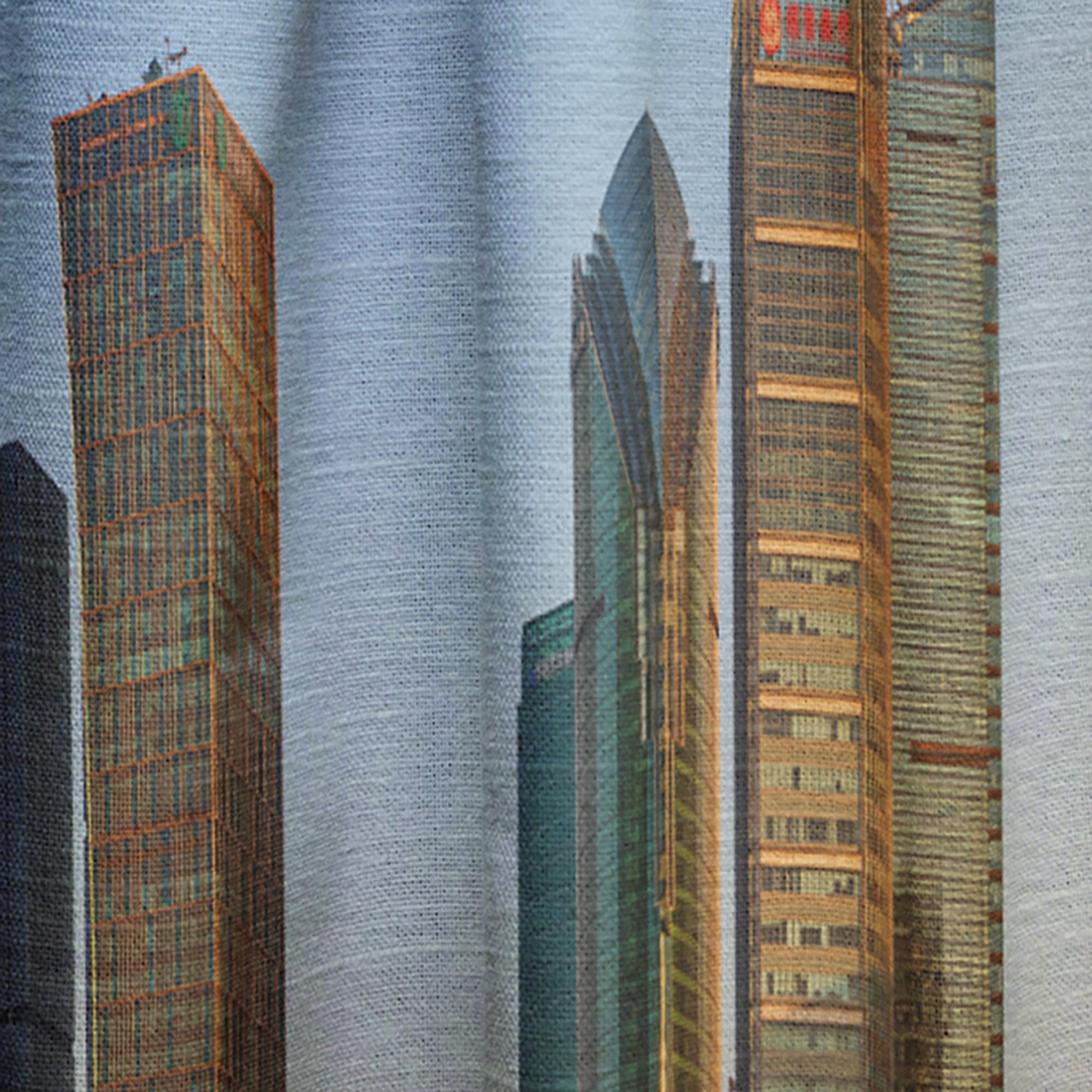 Designart 'Shanghai Huangpu River at Sunset' Cityscape Curtain Panel