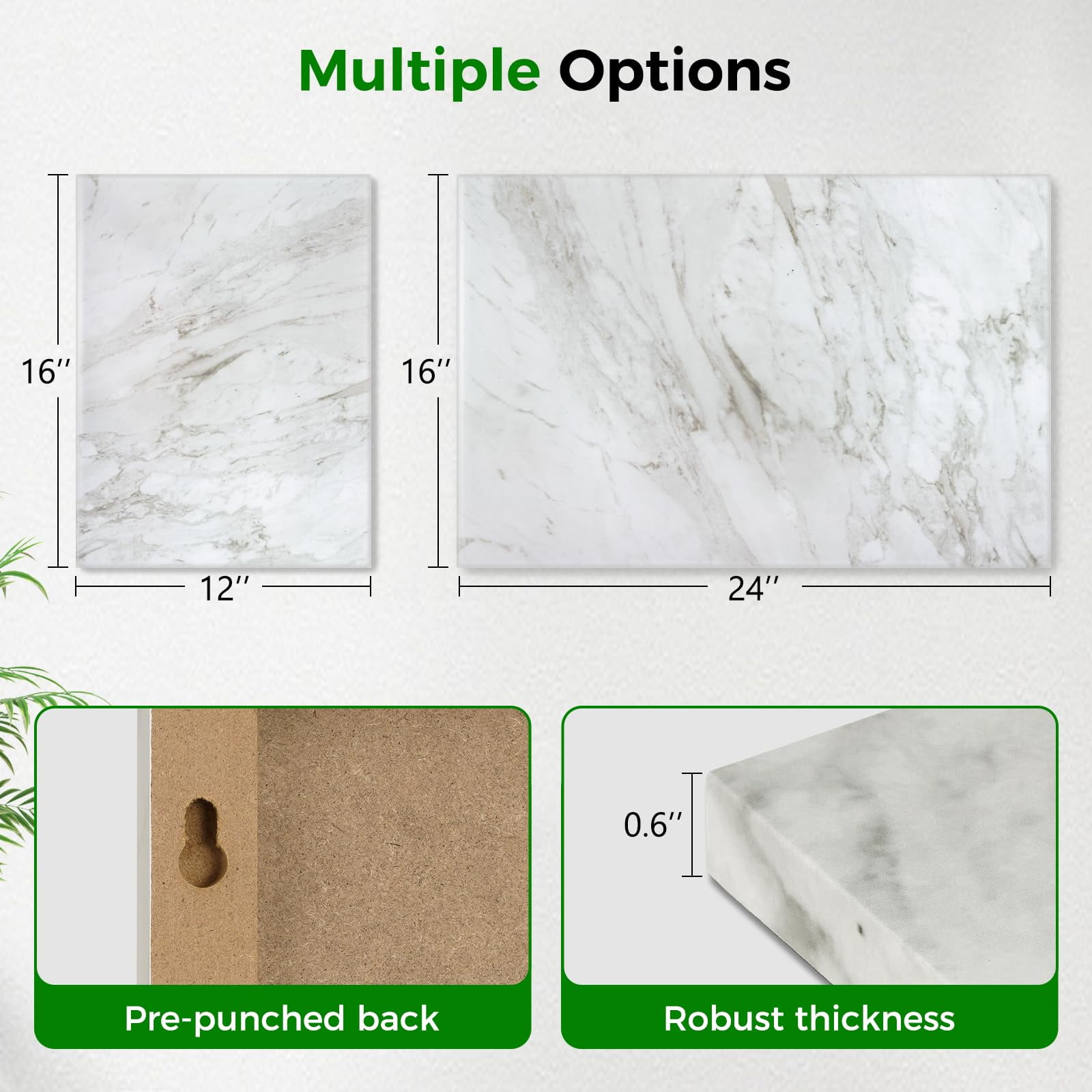 Magnetic Dry Erase Board 16"x12" Decorative White Board for Wall with White Marble Pattern Design White Board for Home Office Decor, Bedroom, Kitchen, Classroom Includes 6 Magnets and 2 Markers