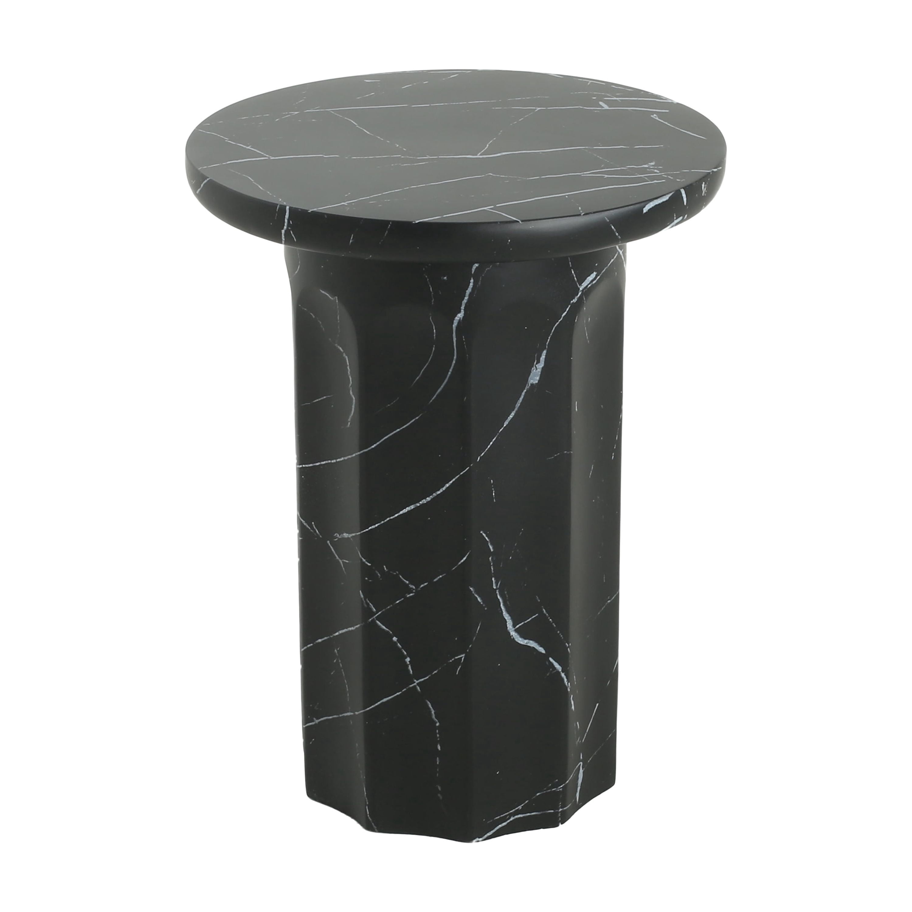 Side End Table, Outdoor Lightweight Concrete Table for Patio Balcony Garden, Black Marble