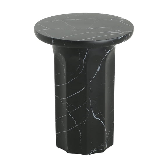 Patio Table Outdoor Lightweight Concrete Black Marble Effect Side Table,Living Room Mgo End Table,Outdoor Dining Table