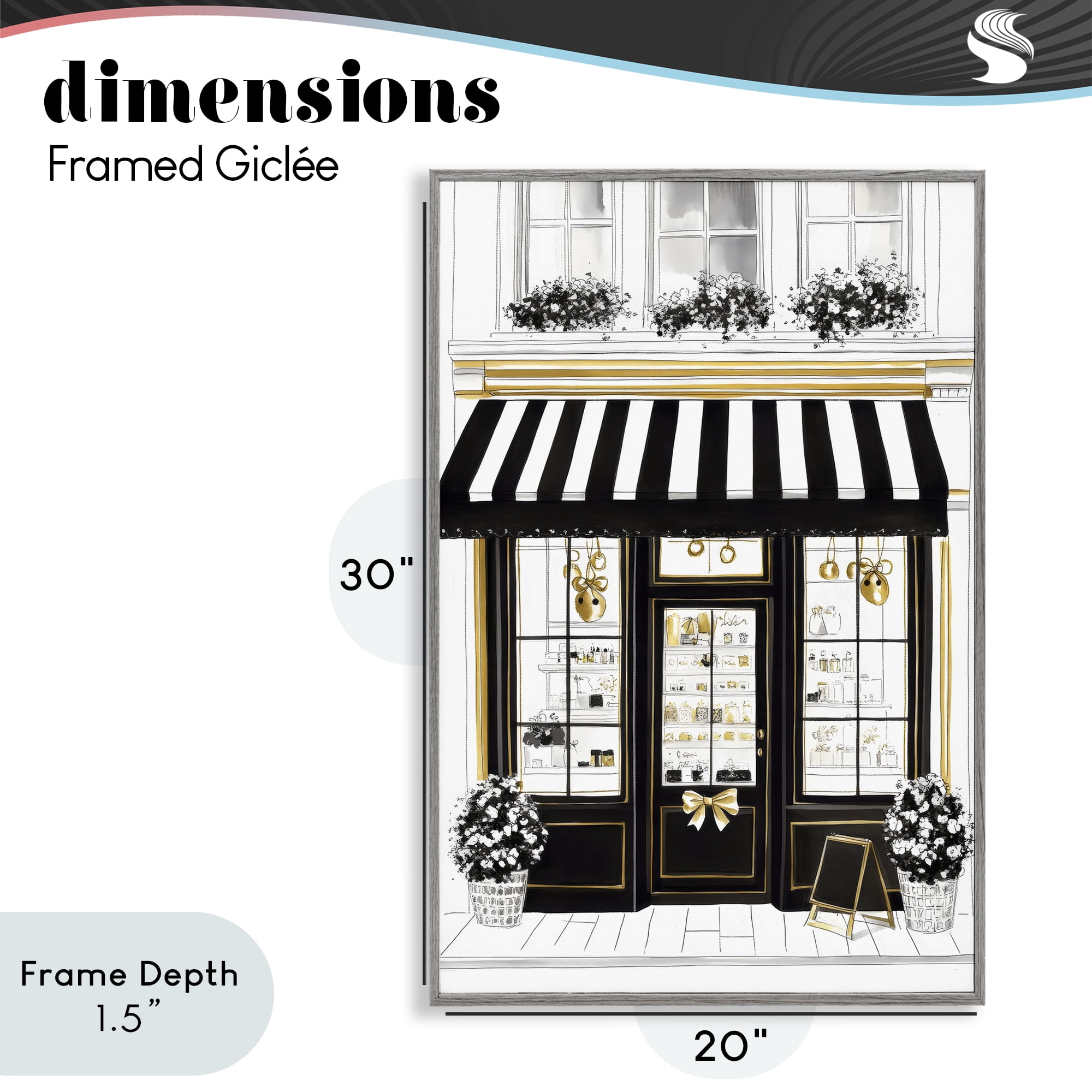 Stupell Industries Paris Storefront Window Display Gray Framed Giclee Art, design by Petal Prints Design