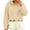 Beige, variant on Awwp Women's Cropped Scalloped Long Sleeve Pullover Hoodies Fleece Lightweight Loose Fitting Drop Shoulder Sweatshirt Beige L