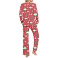 thumbnail image 4 of Tnhcen Cozy Winter Pajamas for Women 2-Piece Christmas Snowflake Print Set Long Sleeve Top Pants Nightwear Lounge Home Clothes S-3XL, 4 of 6