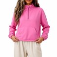 thumbnail image 5 of Gytharion Women's Cropped Sweatshirts Half Zip Long Sleeve Sporty Pullovers High Collar Solid Color Loose Fit Casual Tops for Fall and Winter, 5 of 8