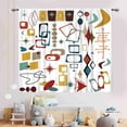 thumbnail image 3 of Mid Century Curtains, Modern Abstract Atomic Geometric Print Colorful Retro 1950s 1960s Pastel Blackout Window Drapery Treatments for Living Room Bedroom Bathroom Kitchen 2 Panels, 84"x84" Inch, 3 of 5