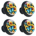 thumbnail image 2 of 4 Pcs Sunflower Butterfly Knobs for Kitchen Cabinet Cupboard Dresser Bookcase Drawer Pulls Handles Round Home Decor, 2 of 8