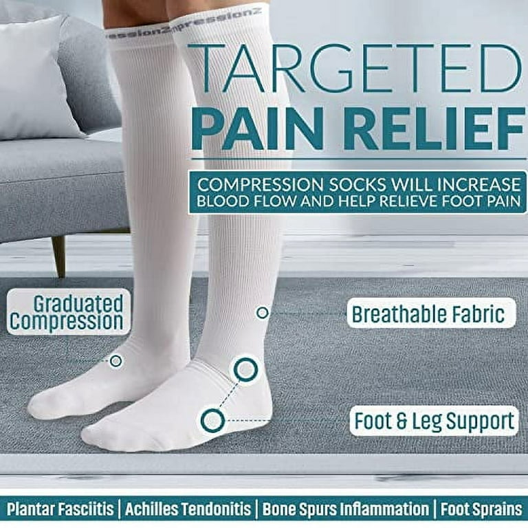 CompressionZ Compression Socks For Men & Women - 30 40 mmHG Graduated  Medical Compression - Travel, Edema - Swelling in Feet & Legs - S, Black 