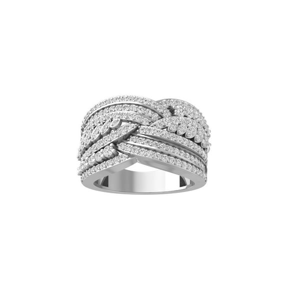 Araiya Fine Jewelry 10K White Gold Round-shape Lab Grown Diamond Fashion Band Ring ( 1 1/6 cttw, D-F Color, VS Clarity) Size 5