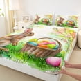 thumbnail image 4 of Erosebridal Farmhouse Animal Rabbit Kids Full Size Sheets,Watercolor Easter Egg Colorful Ink Painting Bed Sheets 4 Pieces, 4 of 6