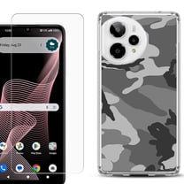 Phone Case for ATT Verge 2 5G, with Screen Protector, by OneToughShield - Camo B/W