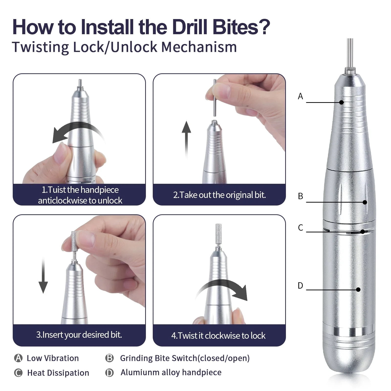 V4 Professional 45000 RPM Rechargeable Portable Electric Nail File And Drill For Manicure Gel Nail Removal