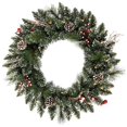 thumbnail image 1 of Vickerman B166325LED Snow Tip & Berry Wreath with Warm White LED Lights, 24 in., 1 of 2