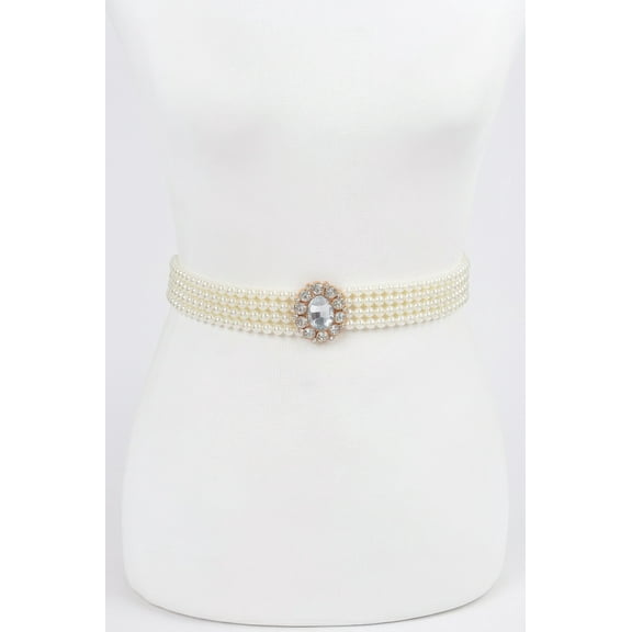 Faux Pearl Stretch Belt