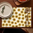 thumbnail image 5 of White Small Sunflower Pattern Summer Placemats Table Placemats Set Of 4-Linen Kitchen Washable Placemats Table Mats 11.8"x17.7" Non-Slip Heat Resistant, 5 of 6