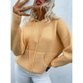 thumbnail image 4 of Pull à Capuche pour Femmes, Décontracté, Boutonné, Col en V, Manches Longues, Tricoté, Henley, 4 of 7