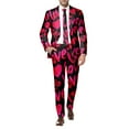 thumbnail image 4 of Men's Heart Print Slim Fit 2-Piece Suit with Blazer and Pants, Valentines Day Love Outfit for Party Wedding Holiday Events, 4 of 6