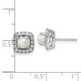 thumbnail image 4 of Auriga Fine Jewelry 14K White Gold Lab Grown Diamond and Pearl Stud Earrings for Women (L- 0.36 inch, W- 0.36 inch), 4 of 6