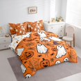 thumbnail image 2 of Feelyou Cute Ghost Pumpkin Twin Bedding, Spooky Spider Web Bedding Comforter Set, Orange, Halloween Reversible, 7 Pieces, 2 of 7