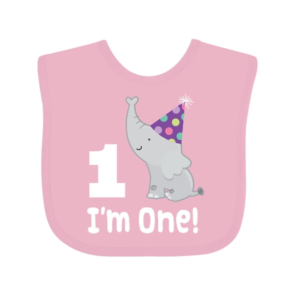 Inktastic Babys 1st Birthday Elephant Zoo Animal Boys or Girls Baby Bib