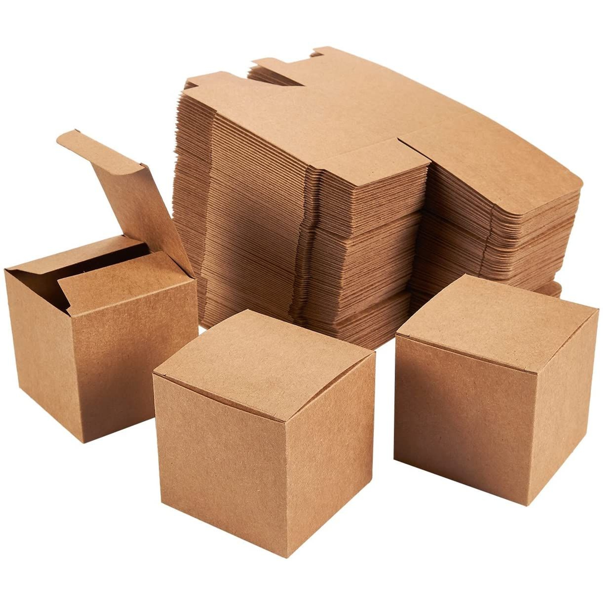 100 Pack Small Kraft Gift Boxes Bulk for Party Favor Business Gifts, 3x3x3  in.